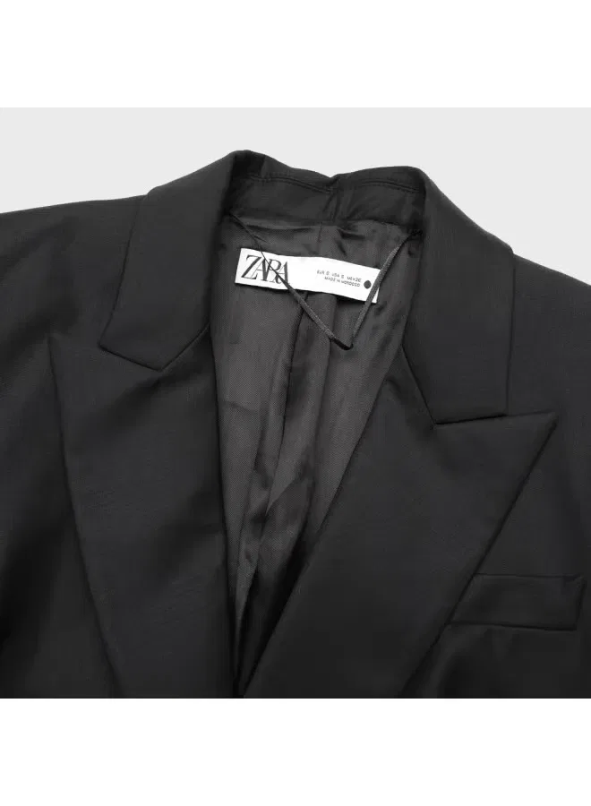 Жакет с вырезом лацкан без рукавов Zara, черный — фото 4