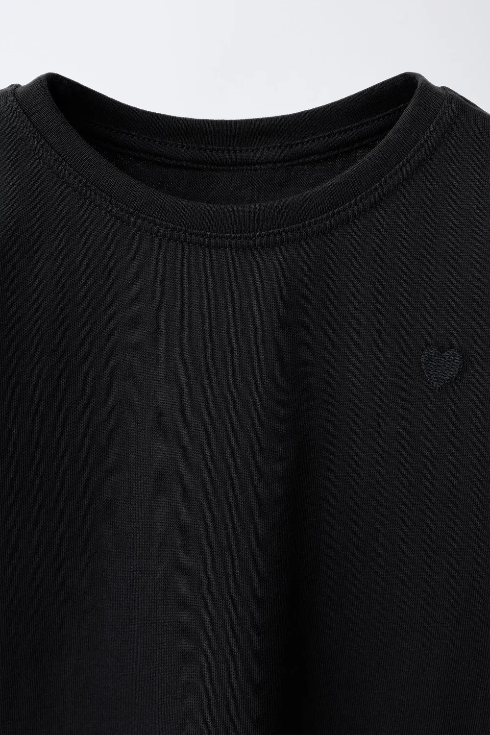 Футболка с вышитым сердечком ZARA, Black — фото 3