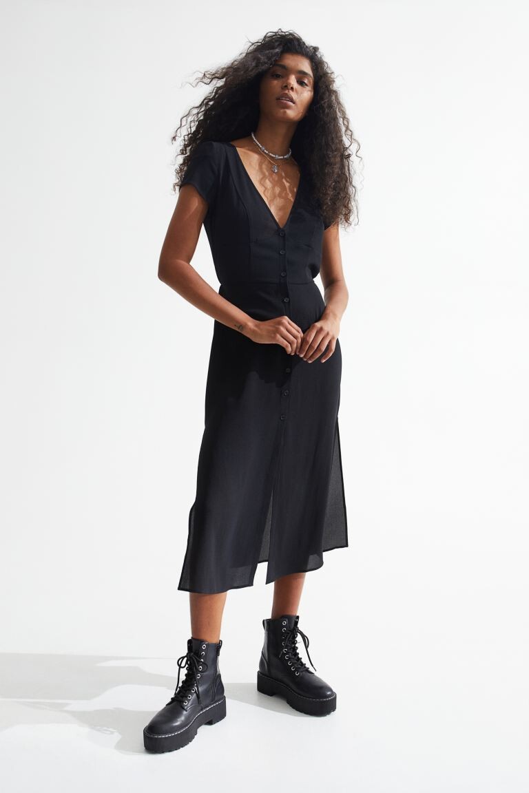 

Платье из крепа с пуговицами H&M, черный