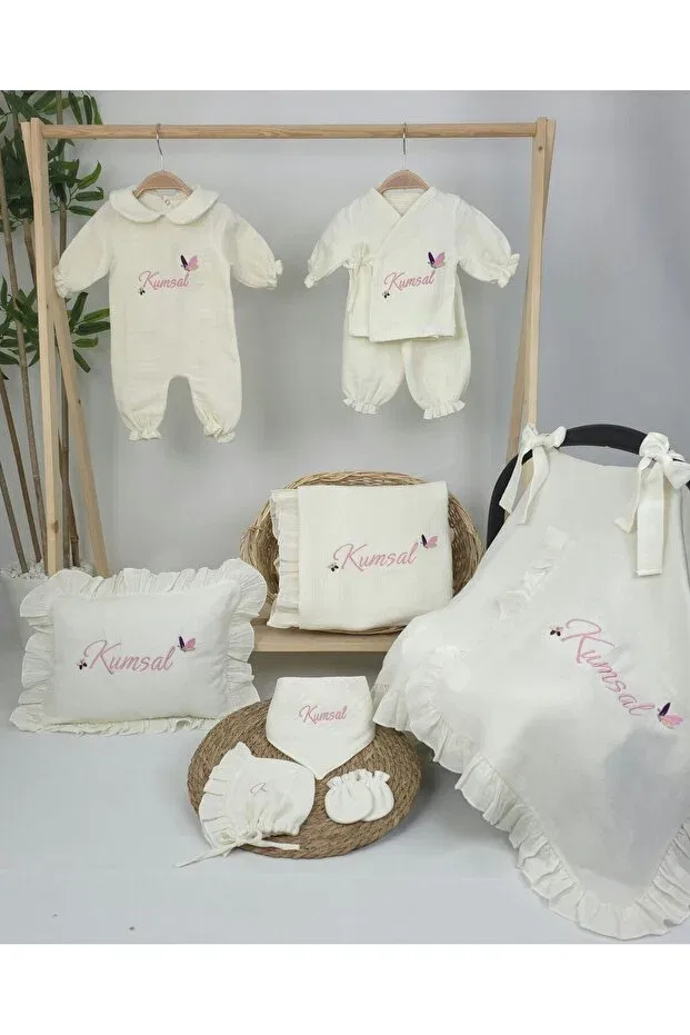 Детский комплект для выписки из роддома хлопковый Butterfly Model-2 Gros Shop, Ekru-1 — фото 3