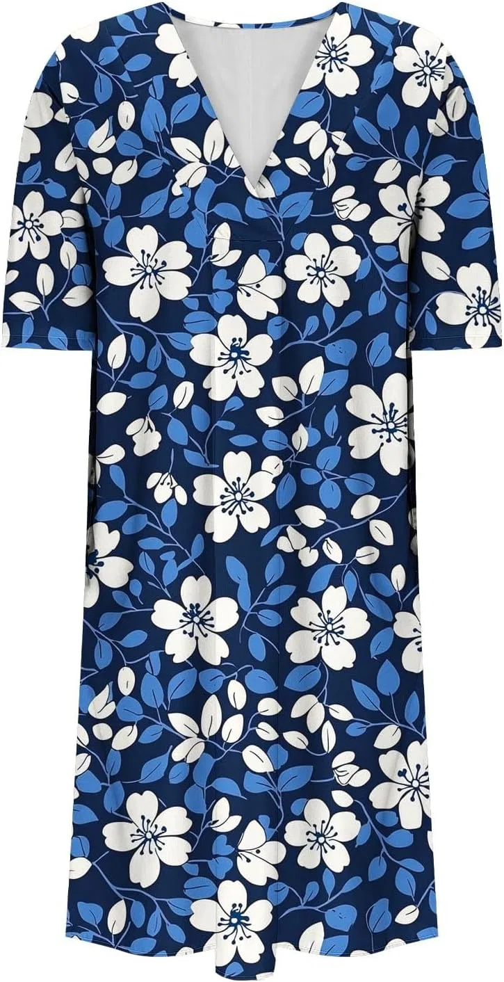 Женское макси-платье богемное flowy V-образным вырезом, Dark Blue — фото 4