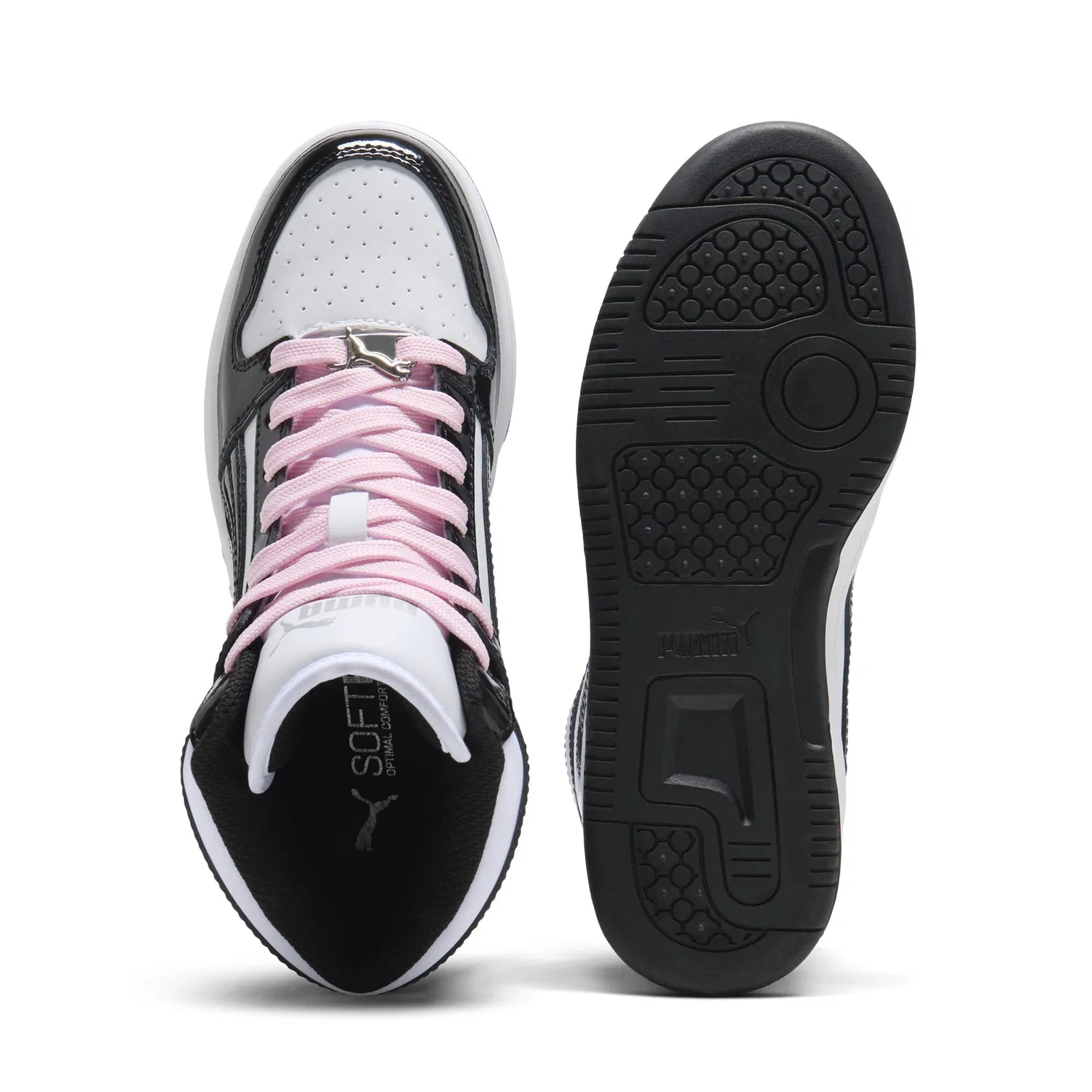 Детские кроссовки для мальчиков высокие PUMA Rebound Layup Mid PUMA White PUMA Black Pale Pink — фото 3