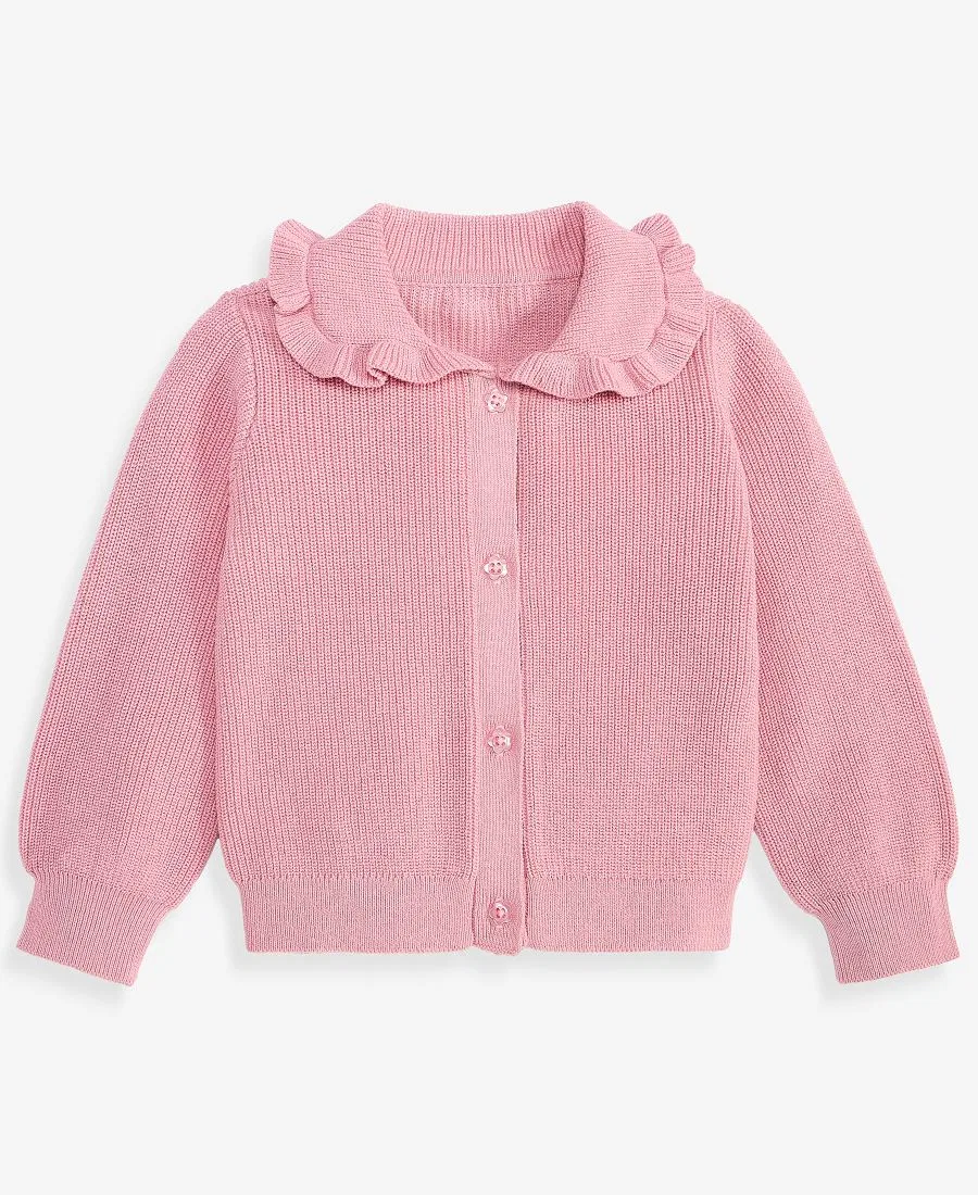 Детский кардиган из хлопка с воротником-рюшем First Impressions, Pink Enamel