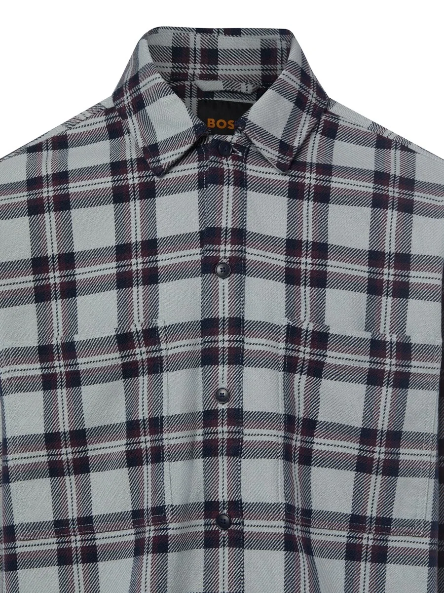 Рубашка BOSS Regular fit Button Up Shirt 'Locky' серого цвета — фото 3
