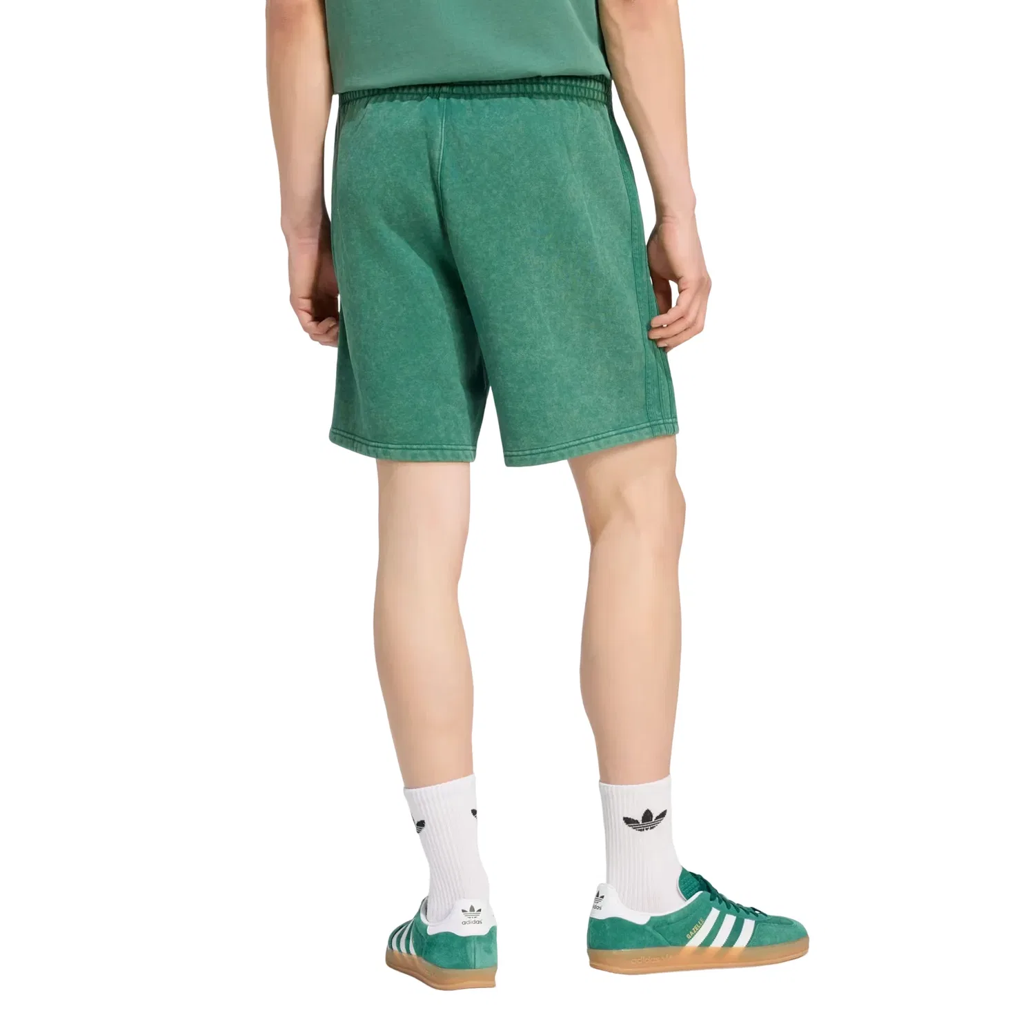 Мужские шорты из футера с принтом Trefoil Essentials 7-Inch Fleece Shorts Adidas, зеленый — фото 3