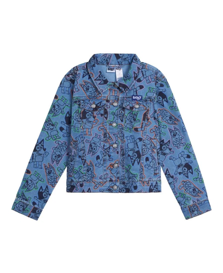 Джинсовая куртка с принтом Bluey Bluey Bluey Acid Wash Blue