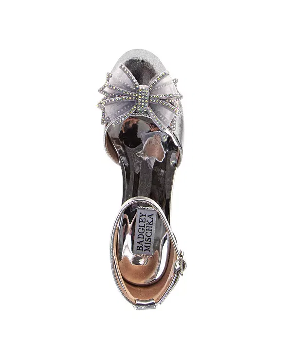 Детские туфли-лодочки для девочек блестящие Badgley Mischka, Silver Multi — фото 2