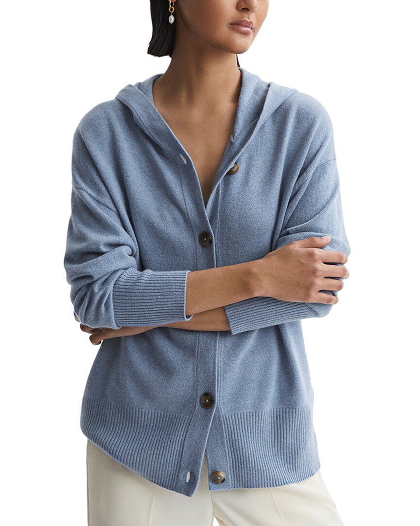 

Reiss Evie шерстяная и кашемировая худи на пуговицах, синий