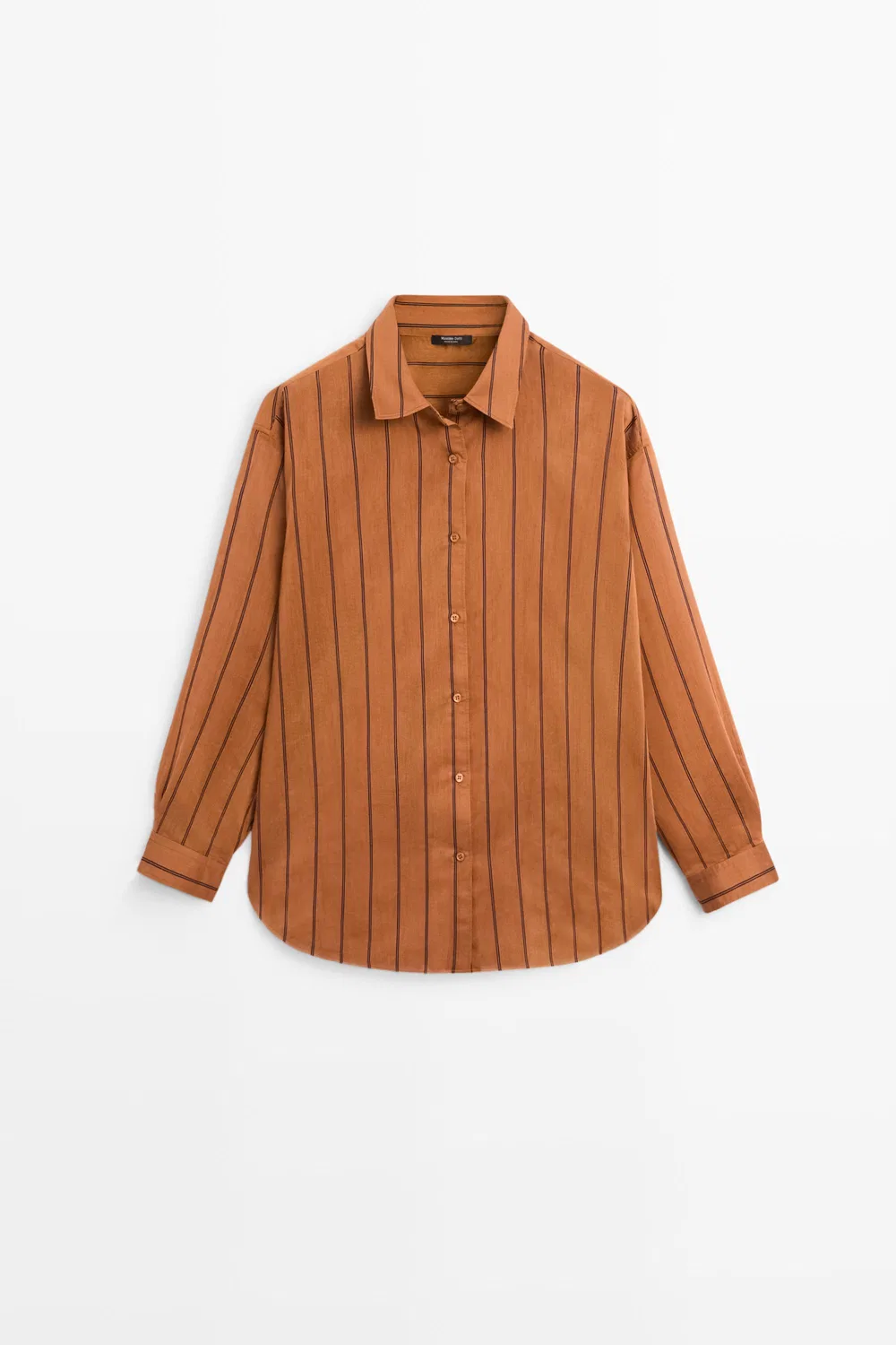 Рубашка Massimo Dutti Striped Fluid Cotton and Silk Blend, оранжевый — фото 2