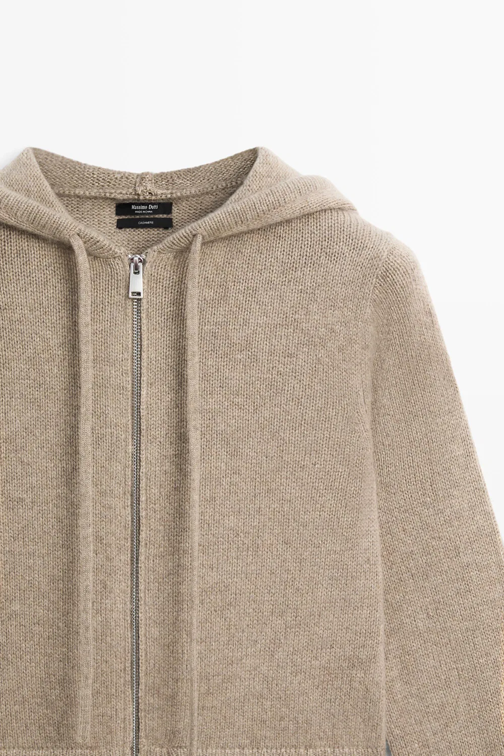 Кардиган Massimo Dutti 100% Cashmere Hooded Zip-Up, бежевый — фото 4