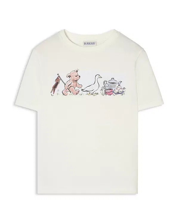 Детская футболка для девочек хлопковая Thomas Bear and Friends Burberry, Chalk White