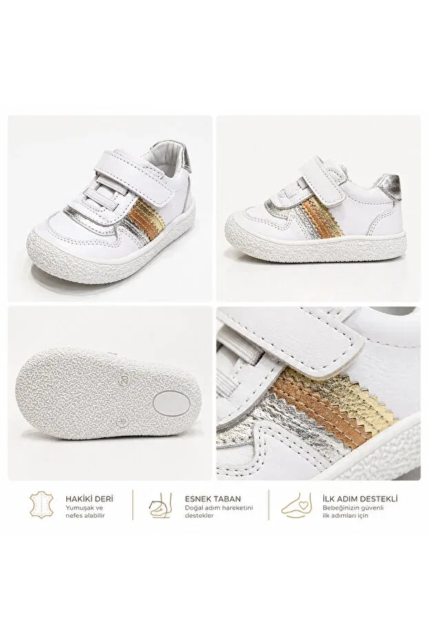 Детские туфли для девочек кожаные Basics Lepi Kids, White