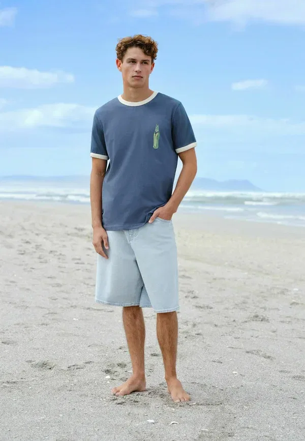 Футболка с принтом Regular fit sprite back print graphic ringer t-shirt Next, синий