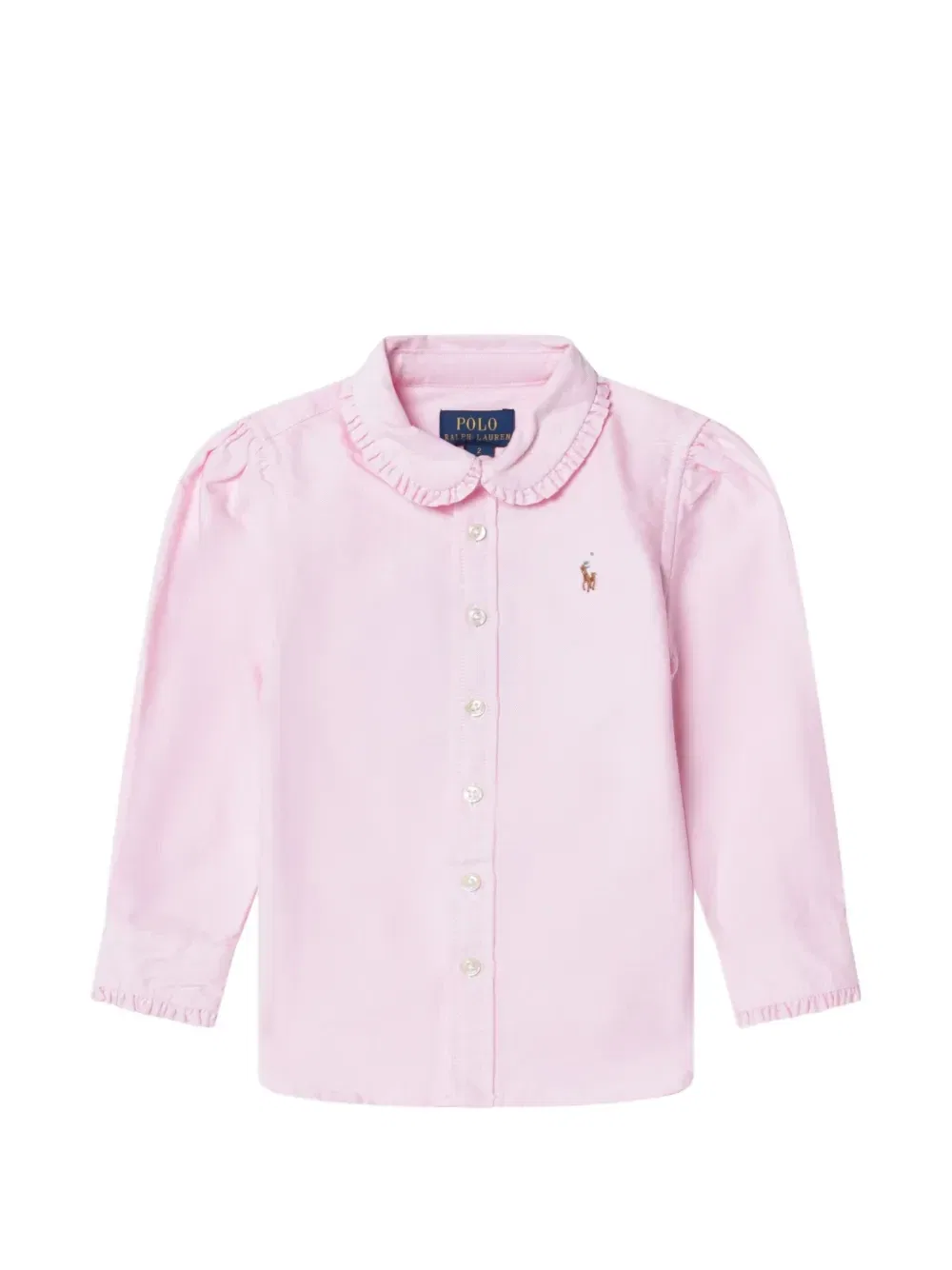 Рубашка на пуговицах с отделкой рюшами Polo Ralph Lauren Kids, розовый