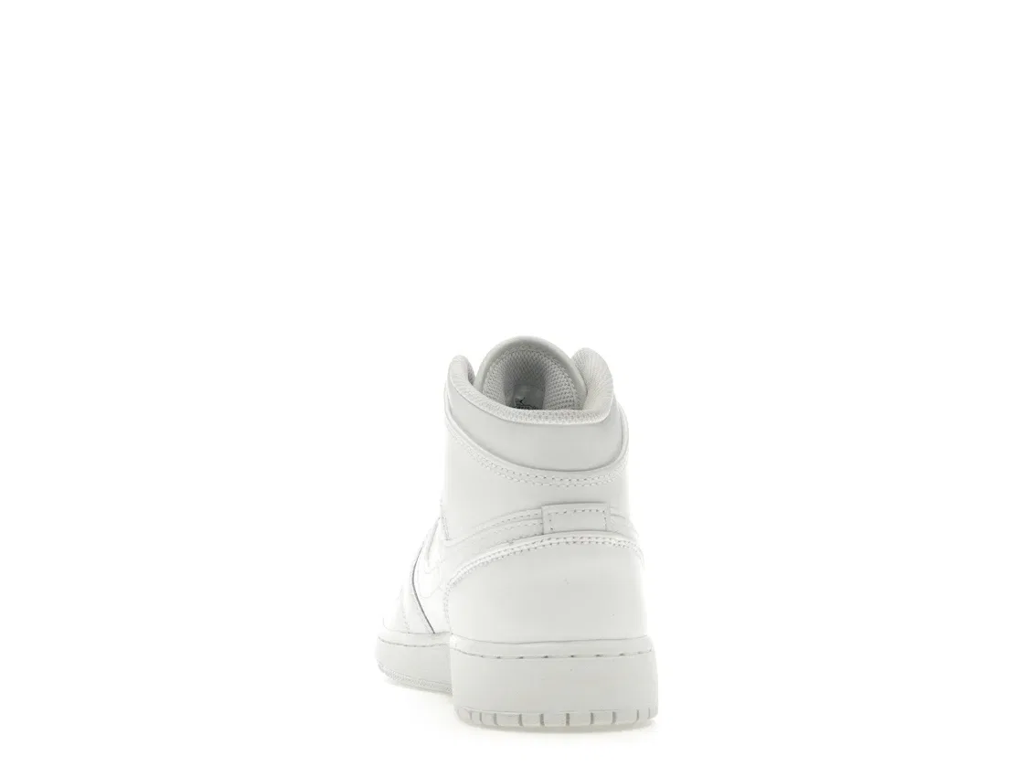 Детские кроссовки кожаные модель Jordan 1 Mid Jordan, White White White — фото 4