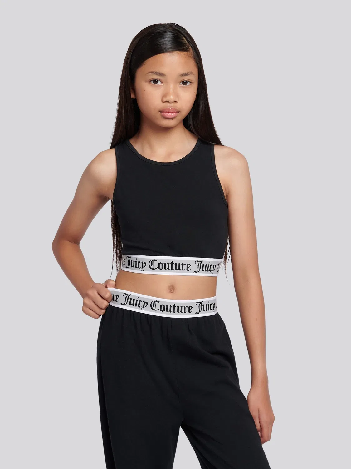 Пижамный комплект: топ-кроп и широкие брюки Juicy Couture, черный