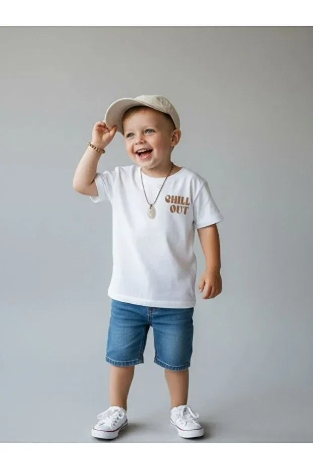 Детская футболка для мальчиков хлопковая Chill Out Written Zekids, White