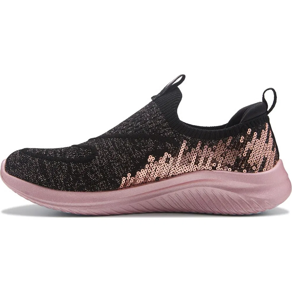 Детские ультрагибкие слипоны Skechers, Black/Rose Gold — фото 3