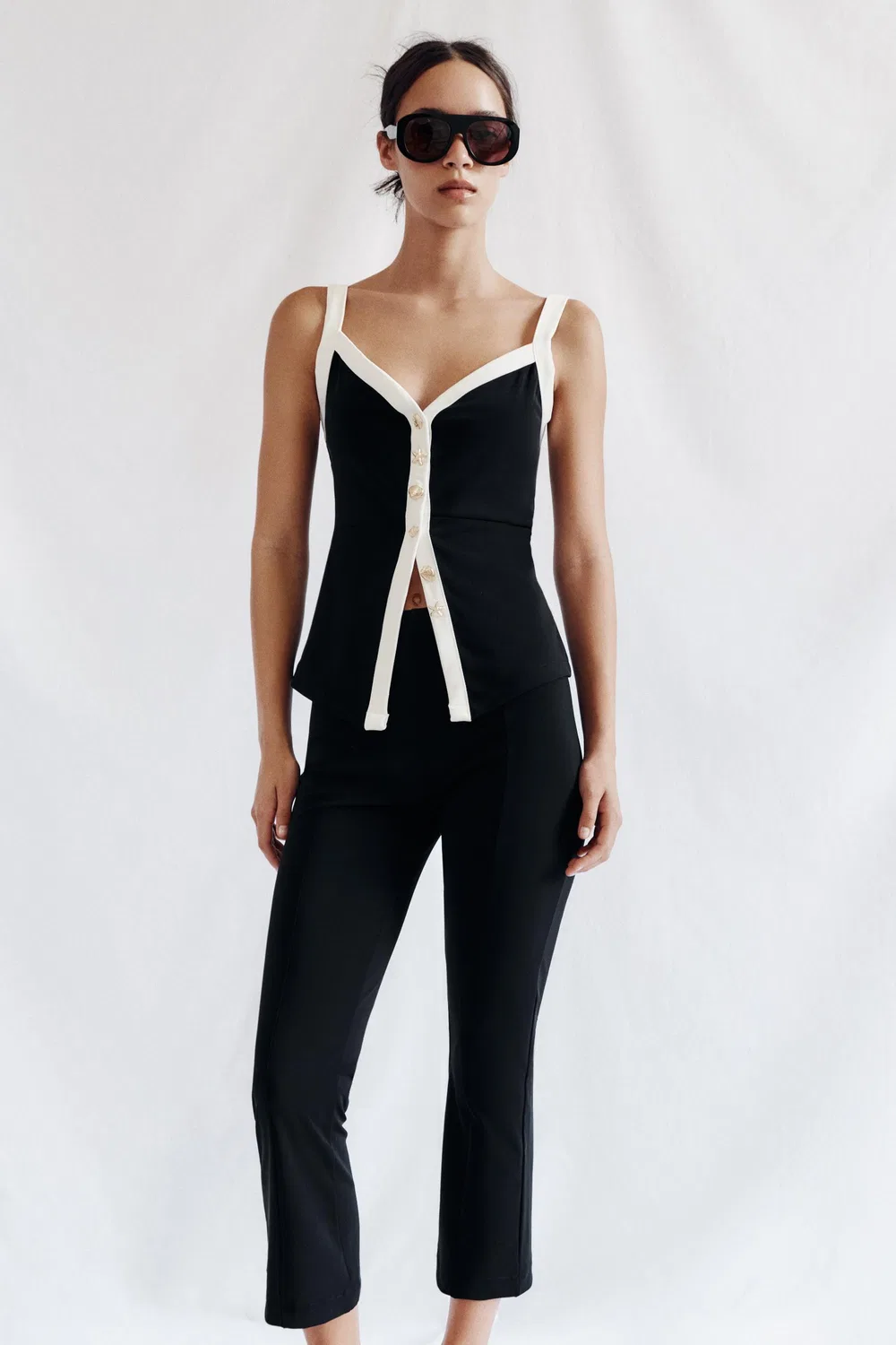 Леггинсы с расклешенными швами ZARA, Black