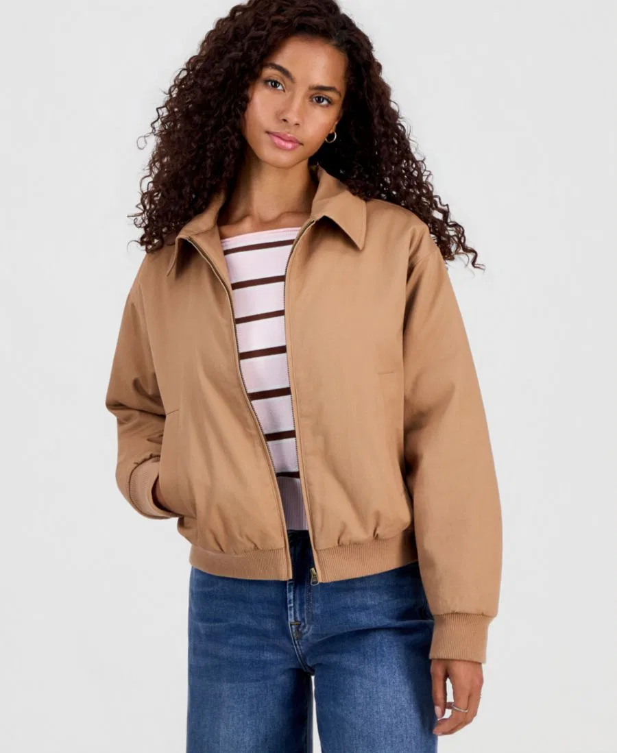 Женская куртка-бомбер из твила Hippie Rose, Camel Tan