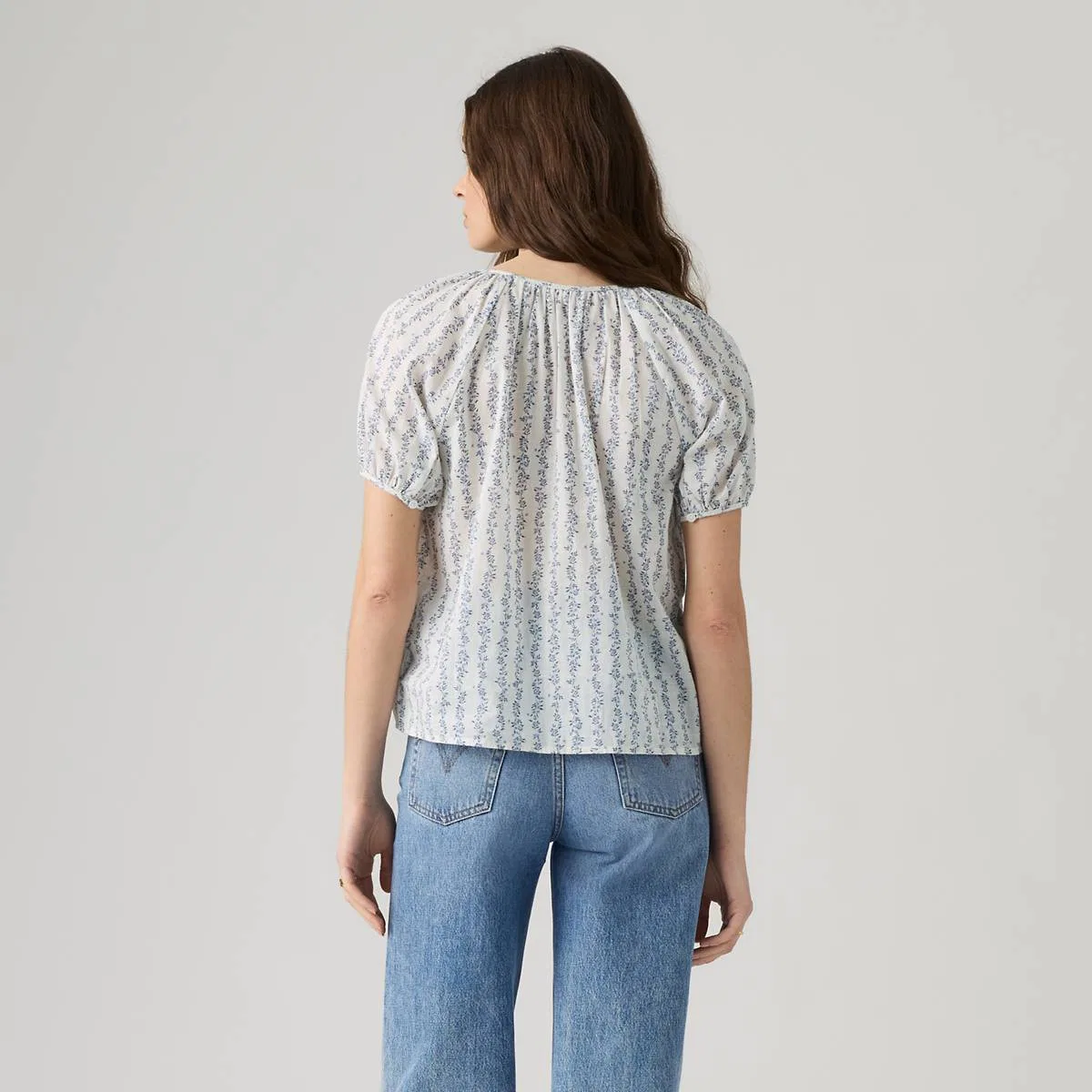 Блузка Cady с короткими рукавами и пуговицами Levi's, Flower Stripe Blue - Blue — фото 4