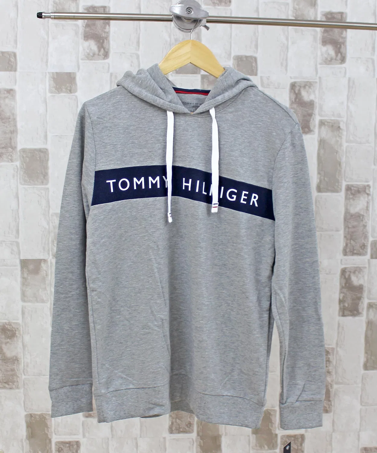 Мужское/Женское худи с принтом TOMMY HILFIGER 09T4034, Серый