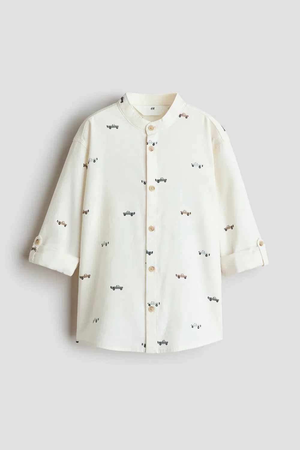 Рубашка дедушки из хлопка H&M, Naturweiß/Autos