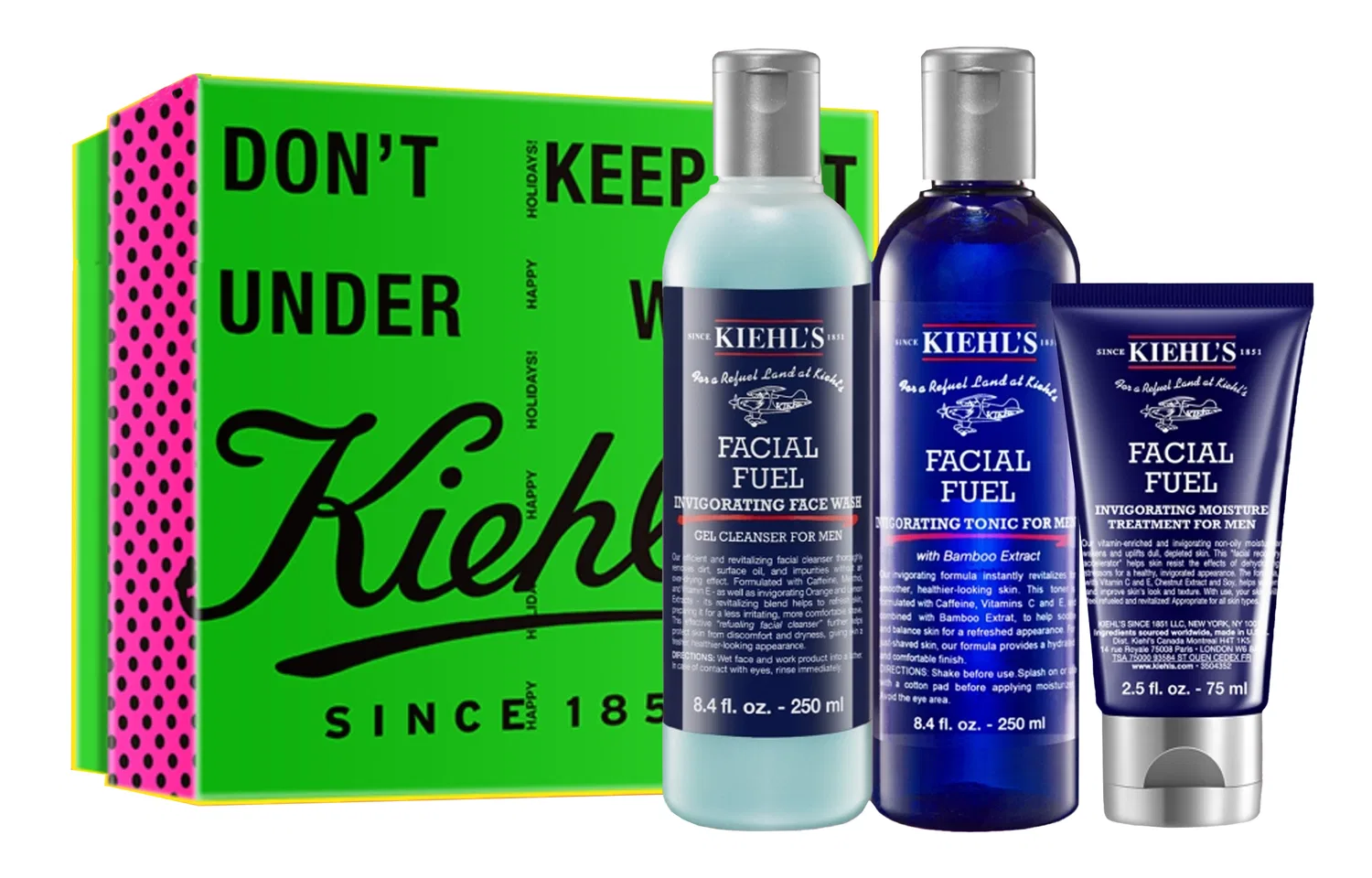 Мужской набор для ухода за кожей Kiehl's Revitalize, 250 мл + 250 мл + 75 мл