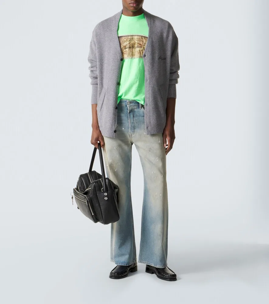 Футболка из хлопкового трикотажа с принтом Acne Studios, зеленый — фото 2