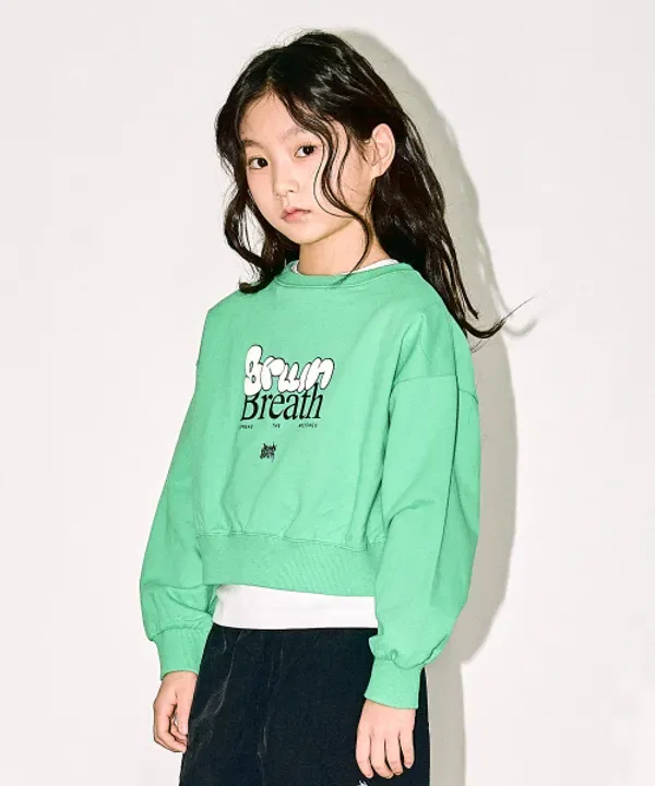 Свитшот с вырезом Kids Breath Crop Crewneck, Brownbreath Kids, зеленый