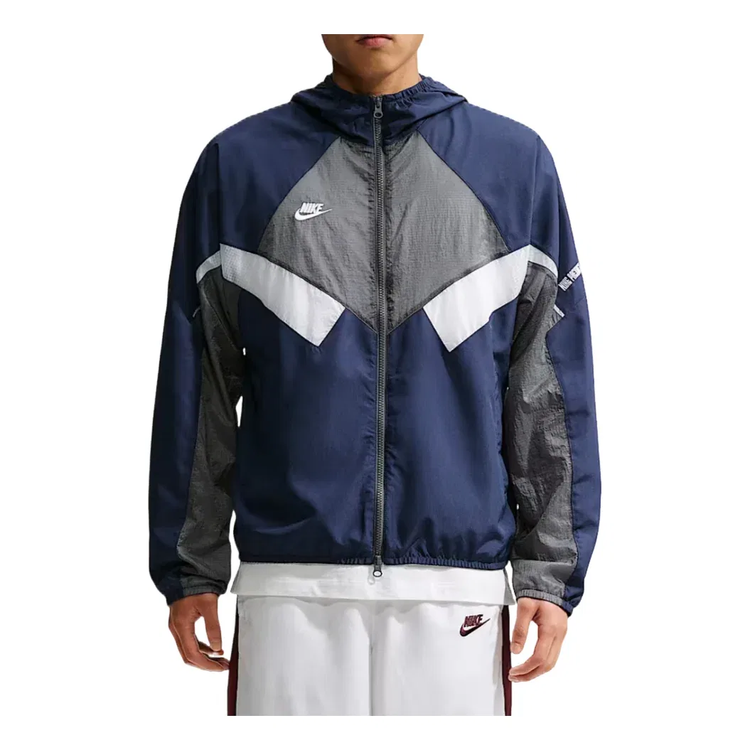Мужская куртка Premier Repel Hooded Woven Track Jacket 'White Midnight Navy Iron Grey' Nike, White/Midnight Navy/Iron Grey/White