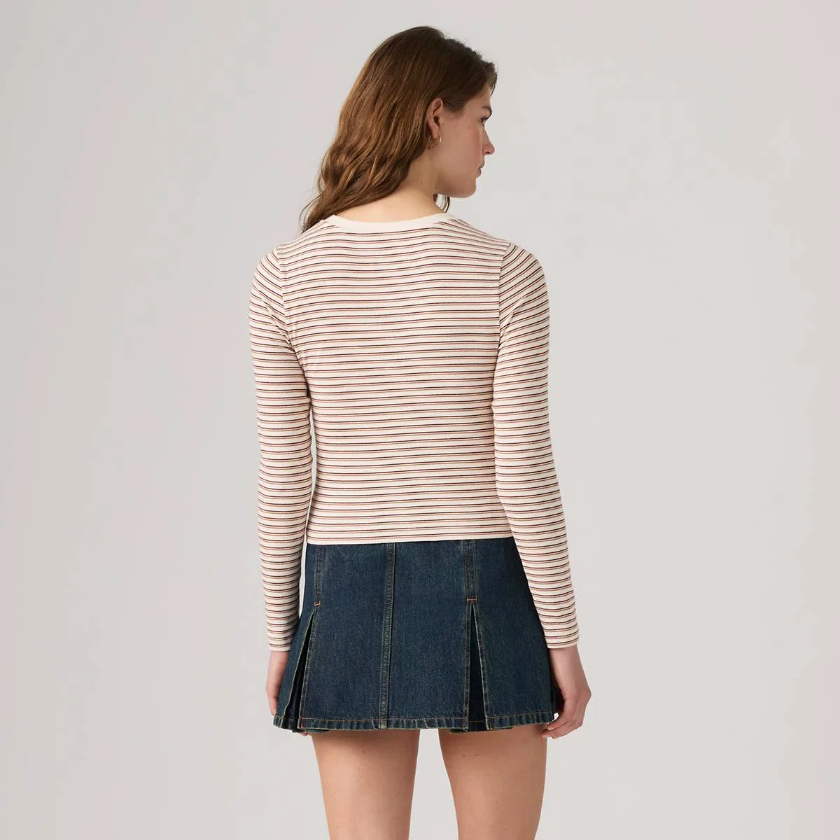 Базовая детская футболка с длинными рукавами Levi's, Gianna Stripe Egret - White — фото 4