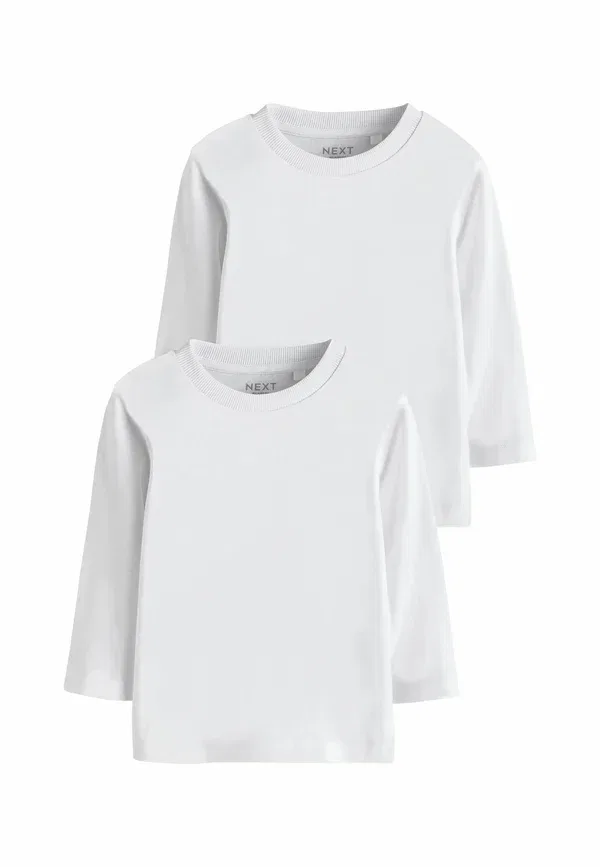 Футболка с длинным рукавом 100% хлопок Long sleeve fit 2 pack Next, white, белый
