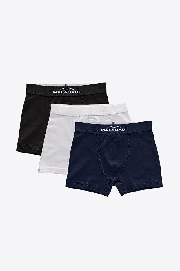 Детские боксеры для мальчиков хлопковые набор 3 шт Malabadi, Black-White-Navy Blue