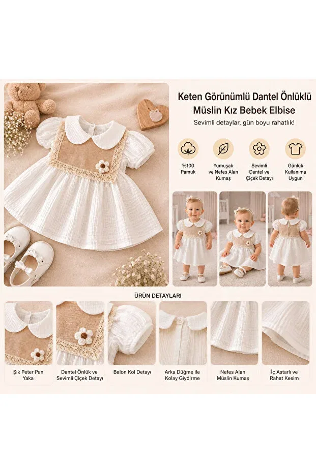 Детское платье для девочек хлопковое Bebexo Kids, White — фото 4