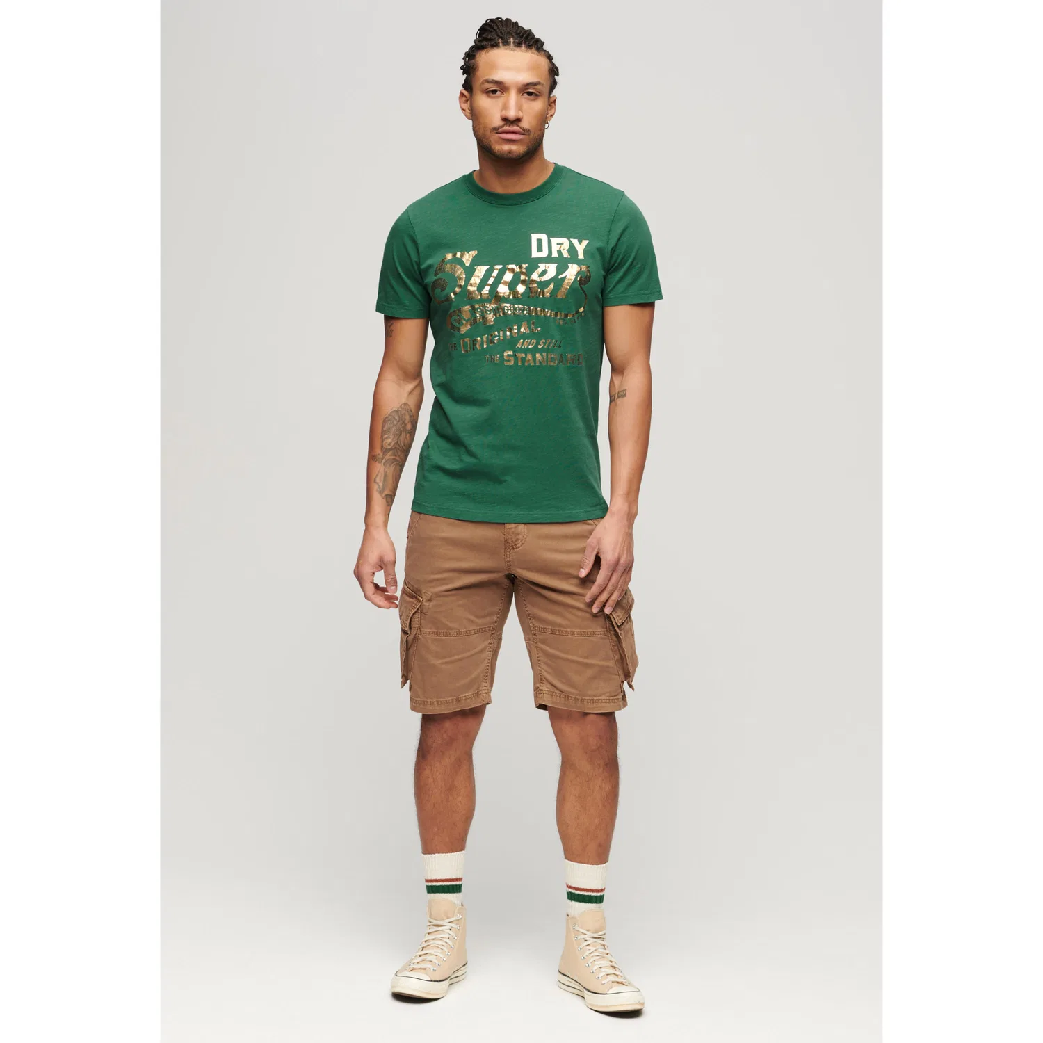 Мужская хлопковая футболка Workwear Superdry, Grun — фото 2