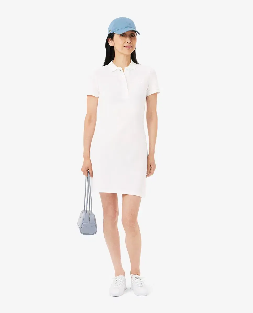Платье Lacoste Белое приталенное из пике с коротким рукавом