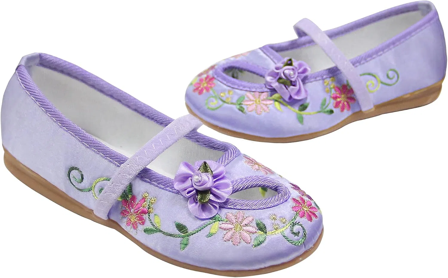 Детские балетки для девочек с вышивкой Mirabel Isabela CCJRLM, Purple