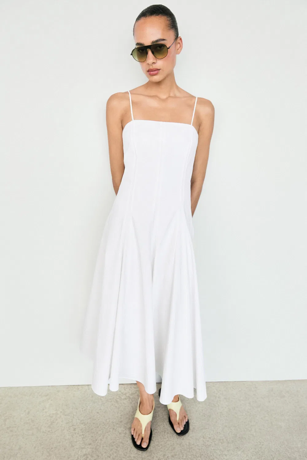 Платье Massimo Dutti, миди, белое — фото 4