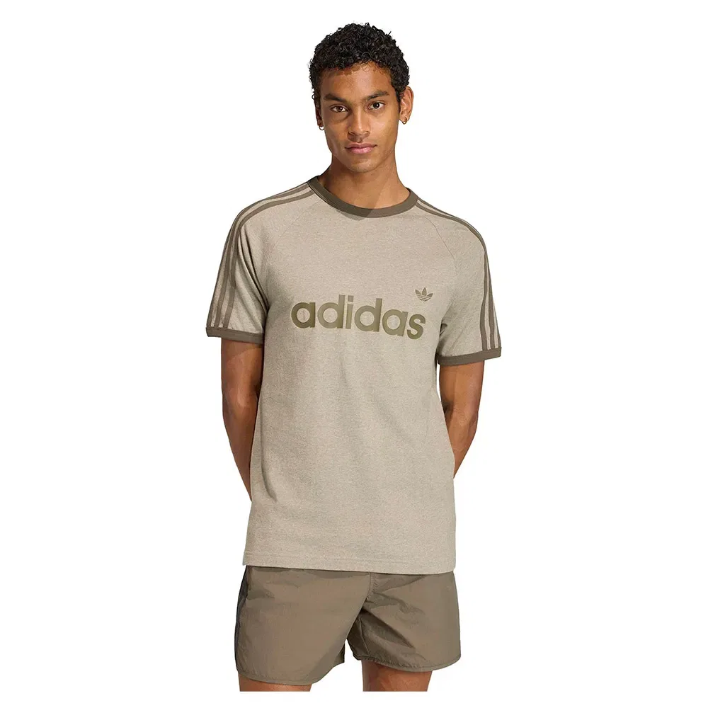 Футболка с коротким рукавом 3 Stripes Slim Ringer Adidas Originals, бежевый