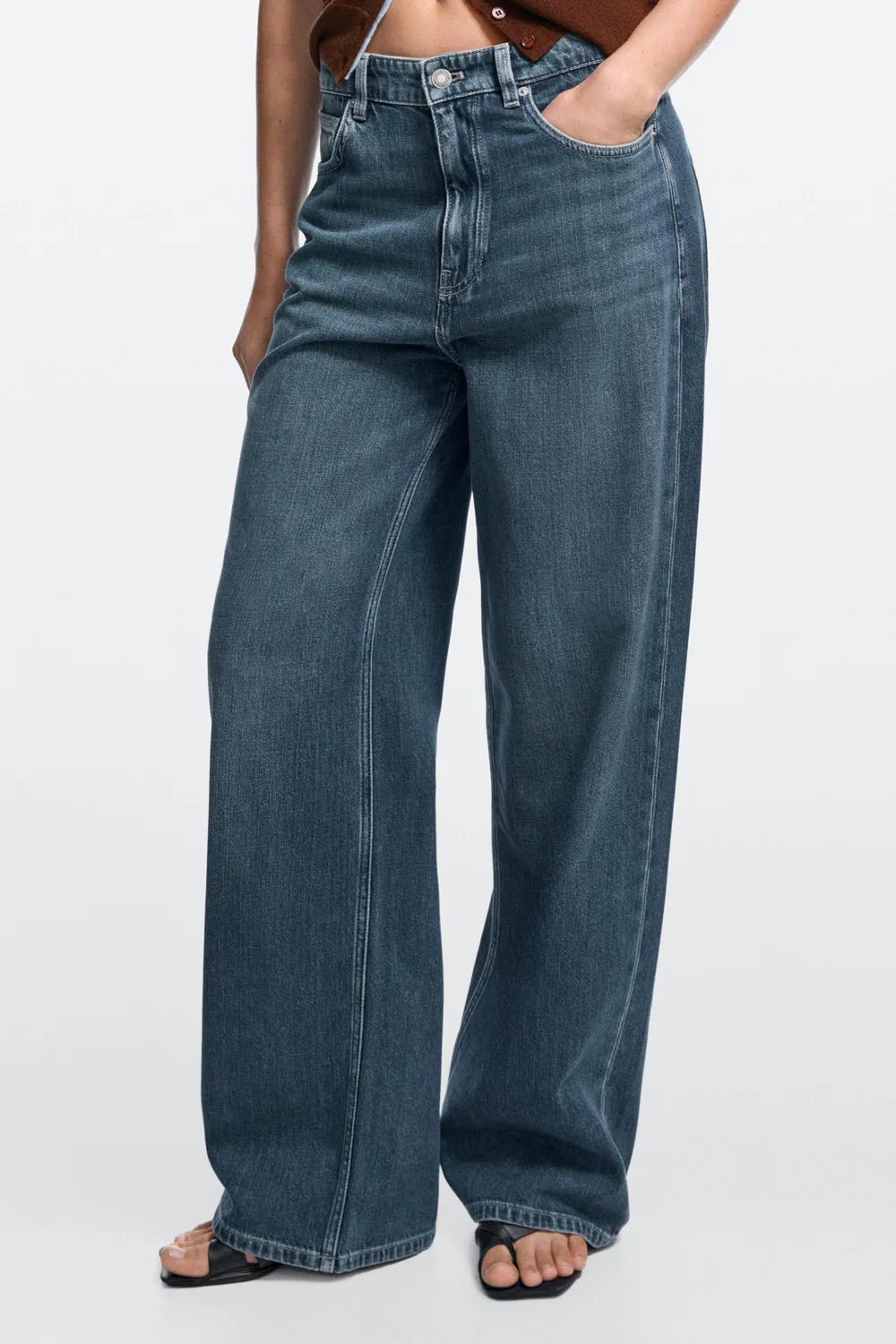 Джинсы Massimo Dutti, свободные с широкими штанинами, Medium Blue — фото 3