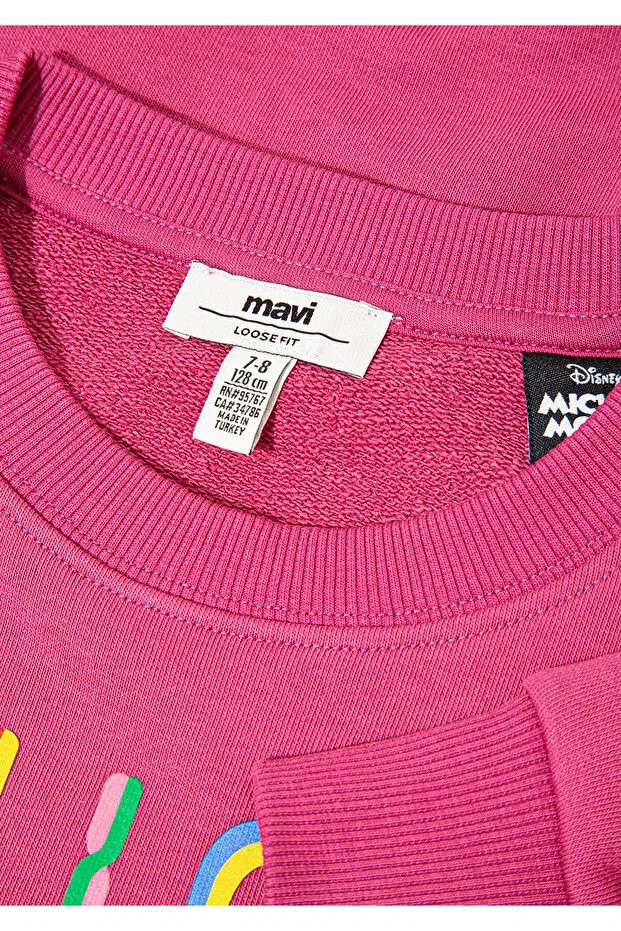 Детские свитшот для девочек с принтом Mickey Printed Pink 7s10142-71085 Mavi, Malaga — фото 4