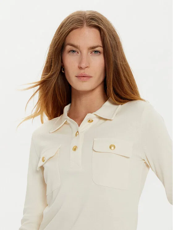 Поло slim fit Tommy Hilfiger, кремовый — фото 4