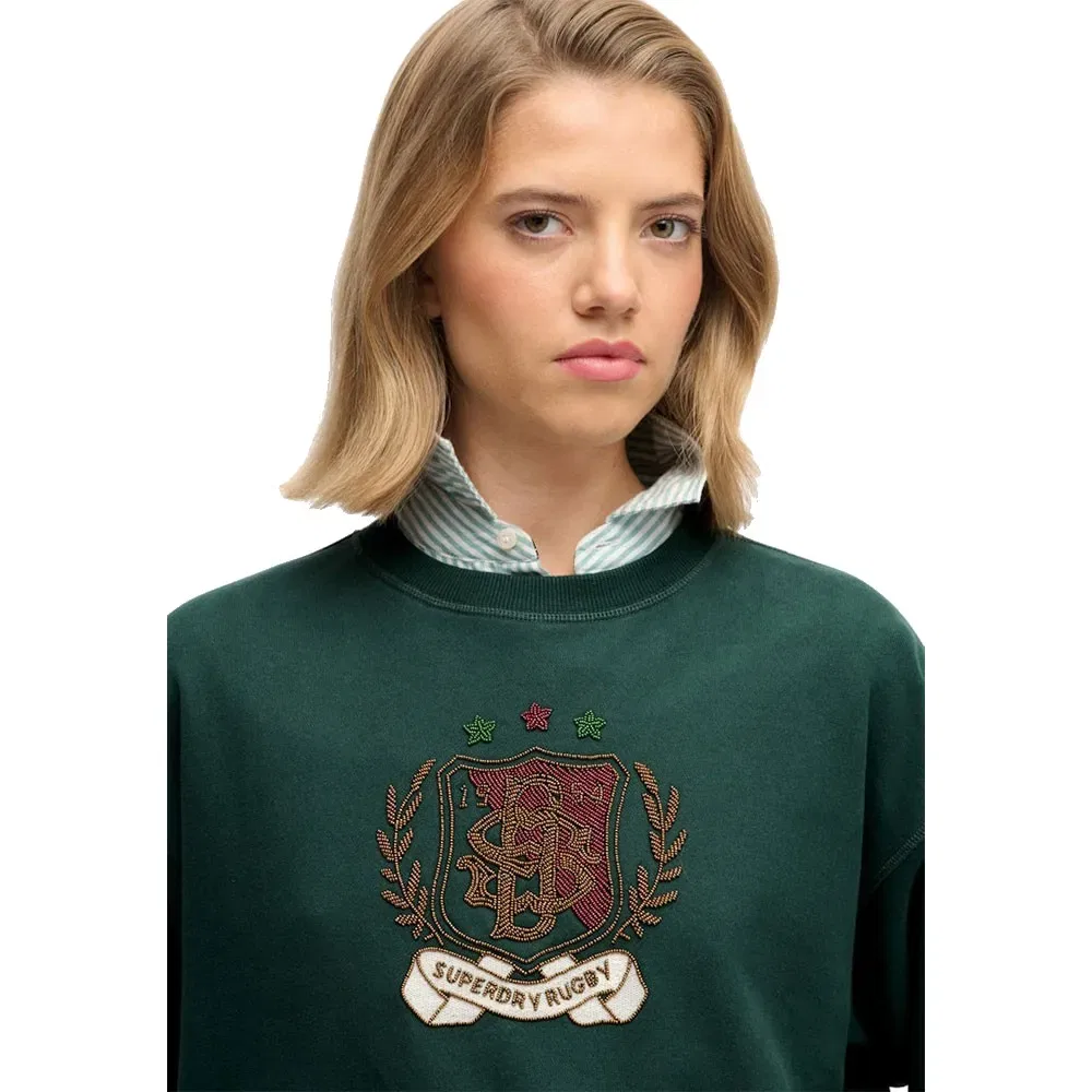 Свитшот свободного кроя Crest Loose Crew Superdry, зеленый — фото 4