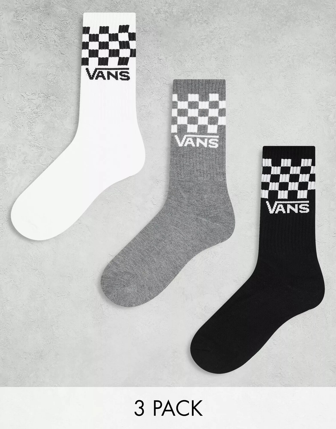 

Набор носков Vans Classic Crew, белый, черный, серый, 3 шт