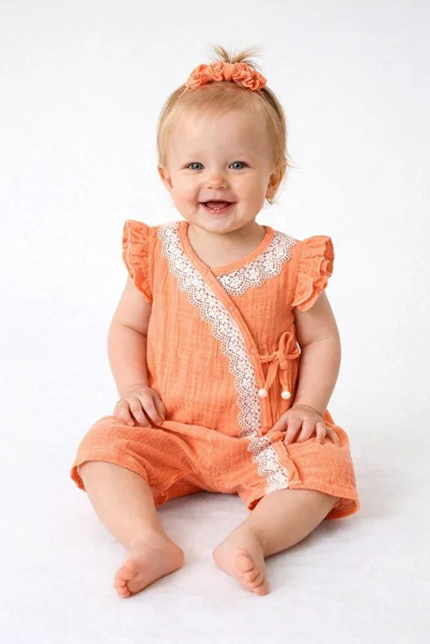 Детский комбинезон для девочек хлопковый Chicsy Baby, Salmon