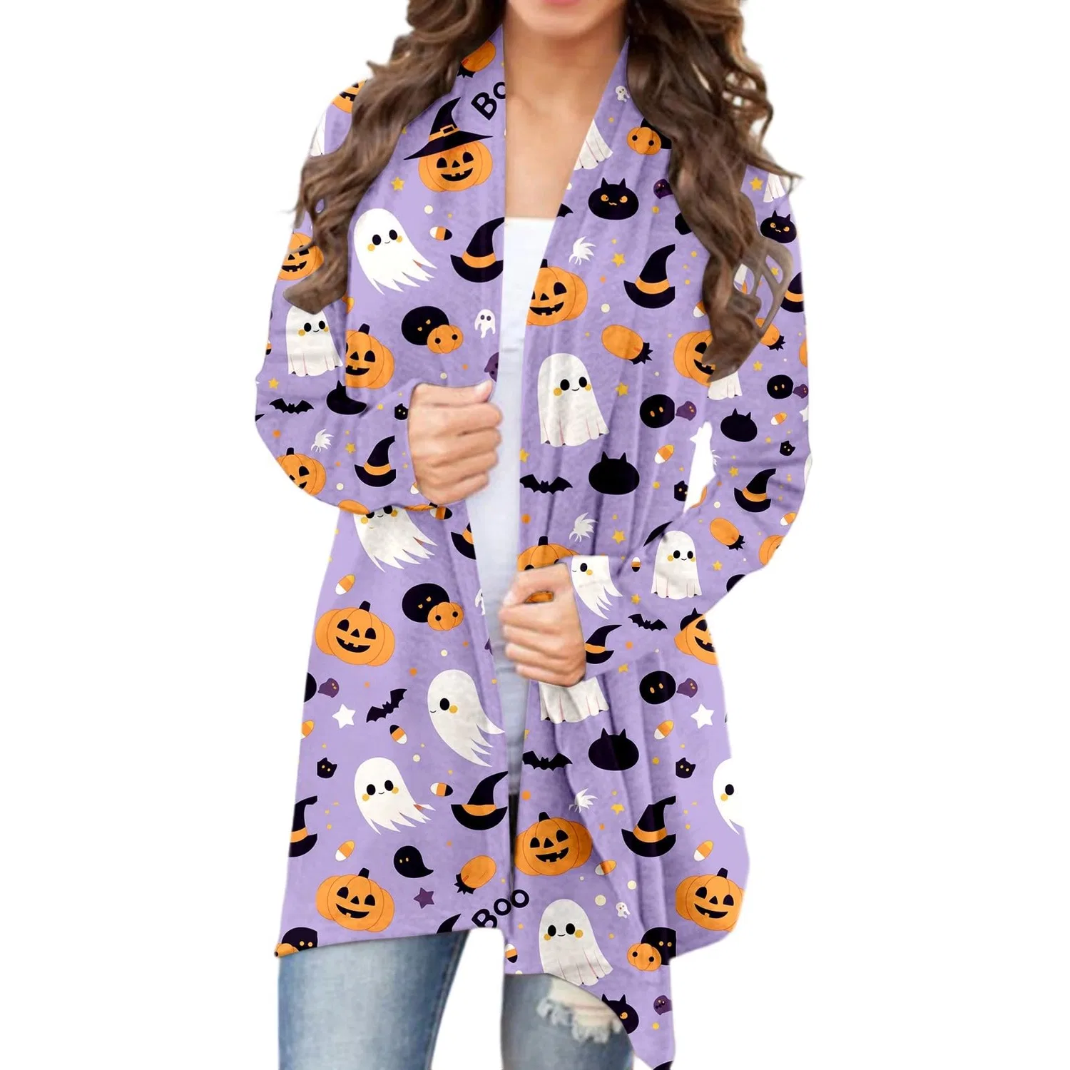 Женский кардиган с длинным рукавом из мягкой пряжи, Light Purple-J