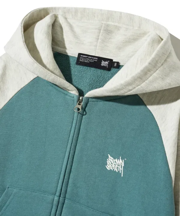 Детская толстовка на молнии с капюшоном, BB Hood Zip Up, Brownbreath Kids, мятный — фото 4