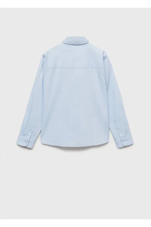 Детская рубашка для мальчиков хлопковая Mango Kids, Sky Blue — фото 2