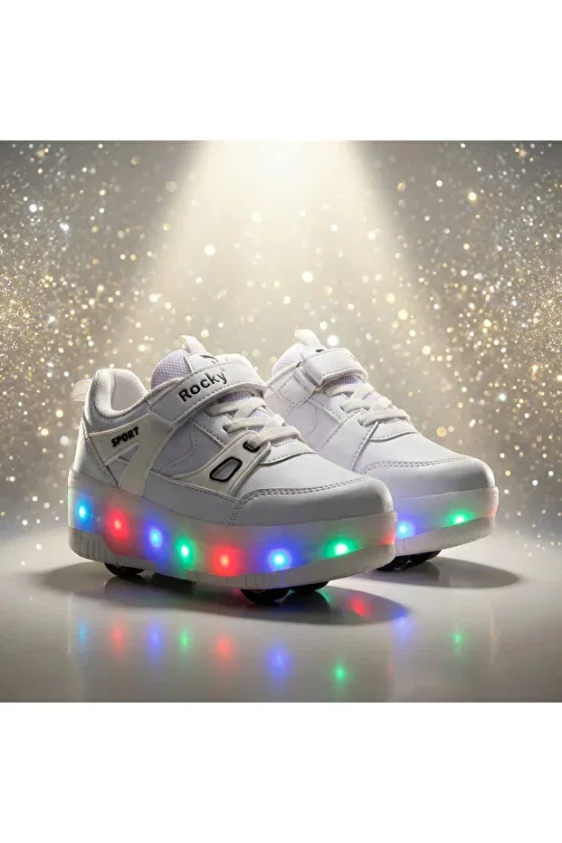 Детские оксфорды для мальчиков с принтом Rocky, White With Velcro